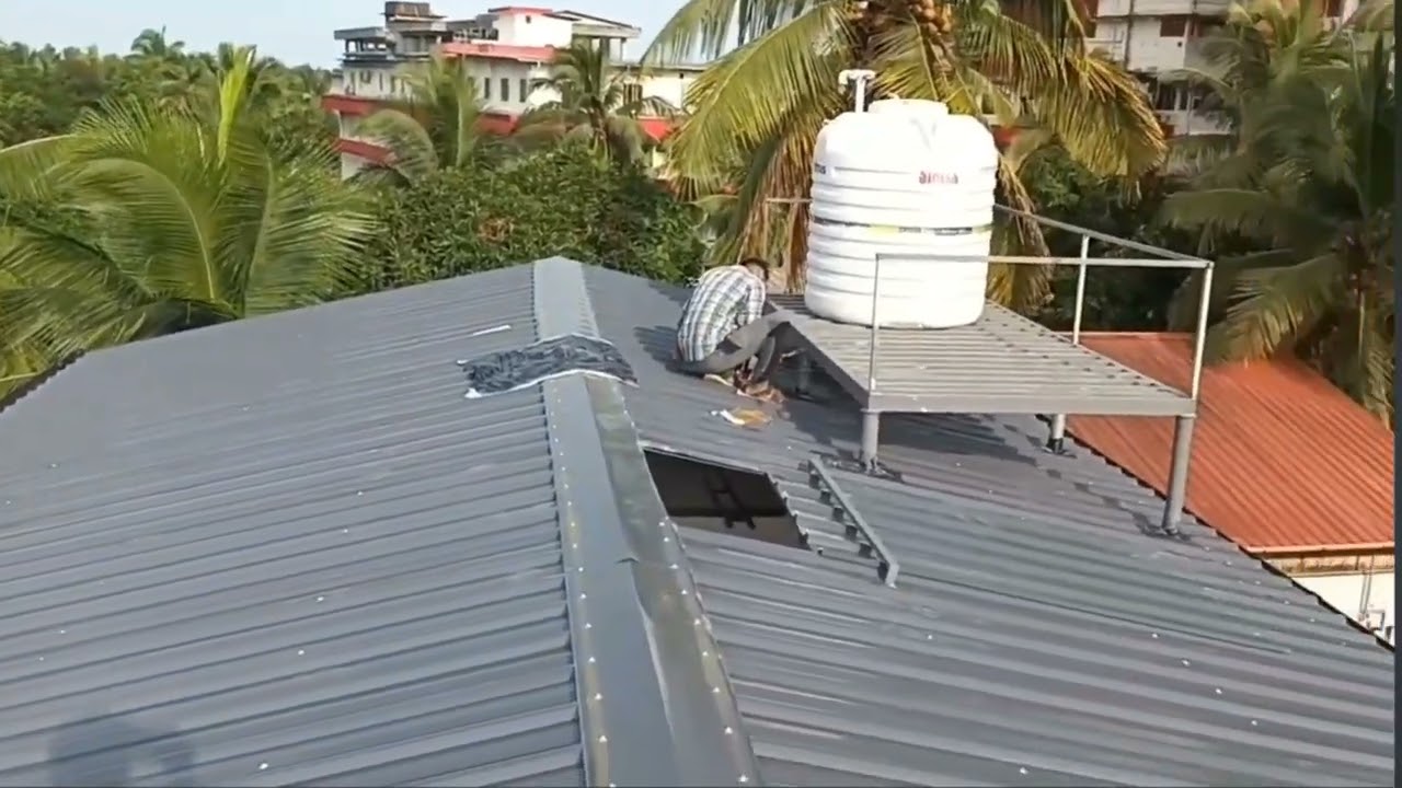 Roof Truss work in Kerala. Simple work,Water tank Stand and Sliding door included in same Structure.