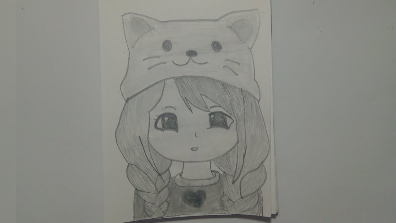 Cute Anime Girl With Cat Hat😺 | Easy Pencil Drawing Step by Step | Girl Drawing Tutorial