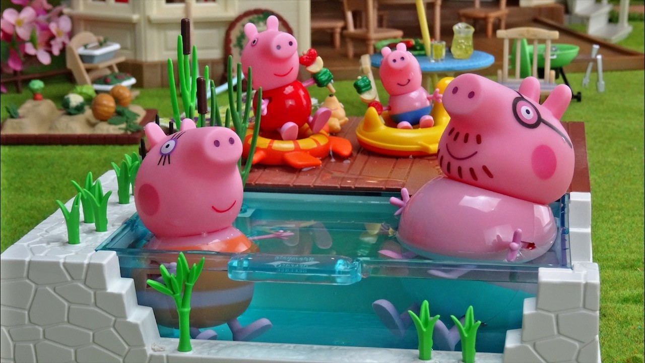 Peppa Pig de Vacaciones en la Casa de Calico Critters con Piscina de Playmobil - Juguetes Peppa Pig