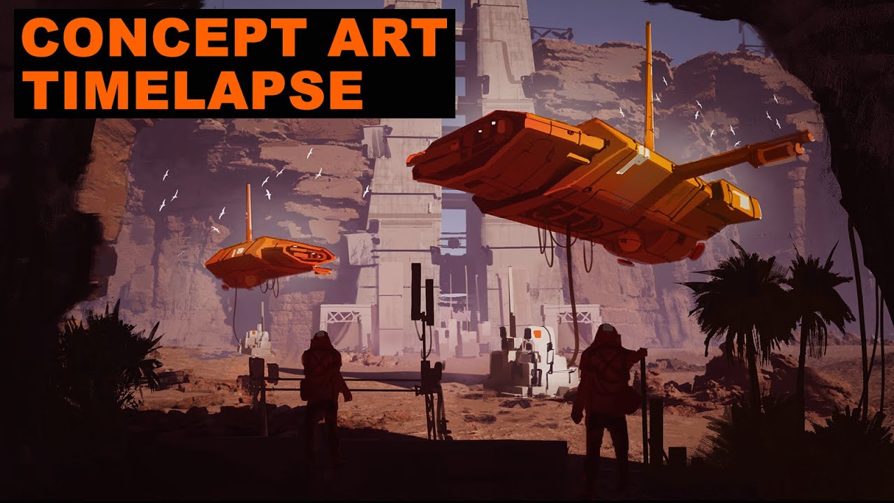 3D to 2D Concept Art Workflow Time Lapse - Cave Sanctuary