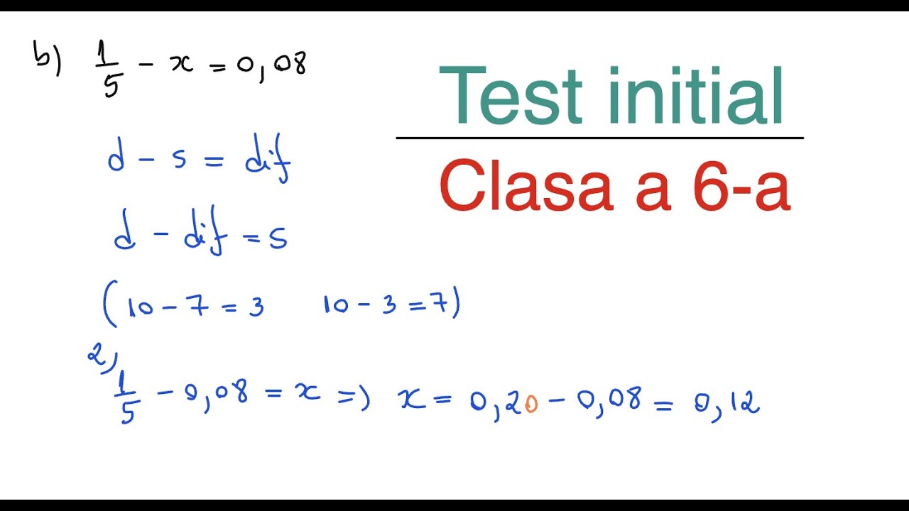 Test initial - Matematica - Clasa a 6-a