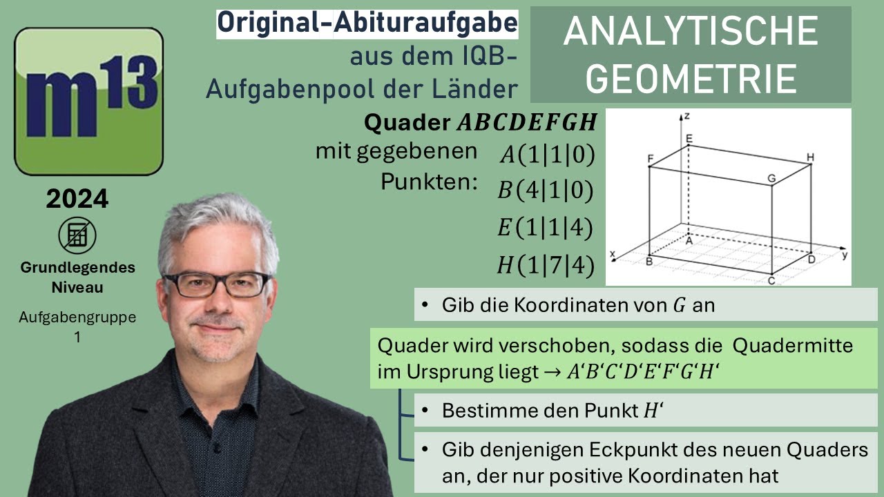 Abitur-Aufgabe: 2024 - ANALYTISCHE GEOMETRIE - OHimi - grundlegendes Niveau - Aufgabengruppe 1