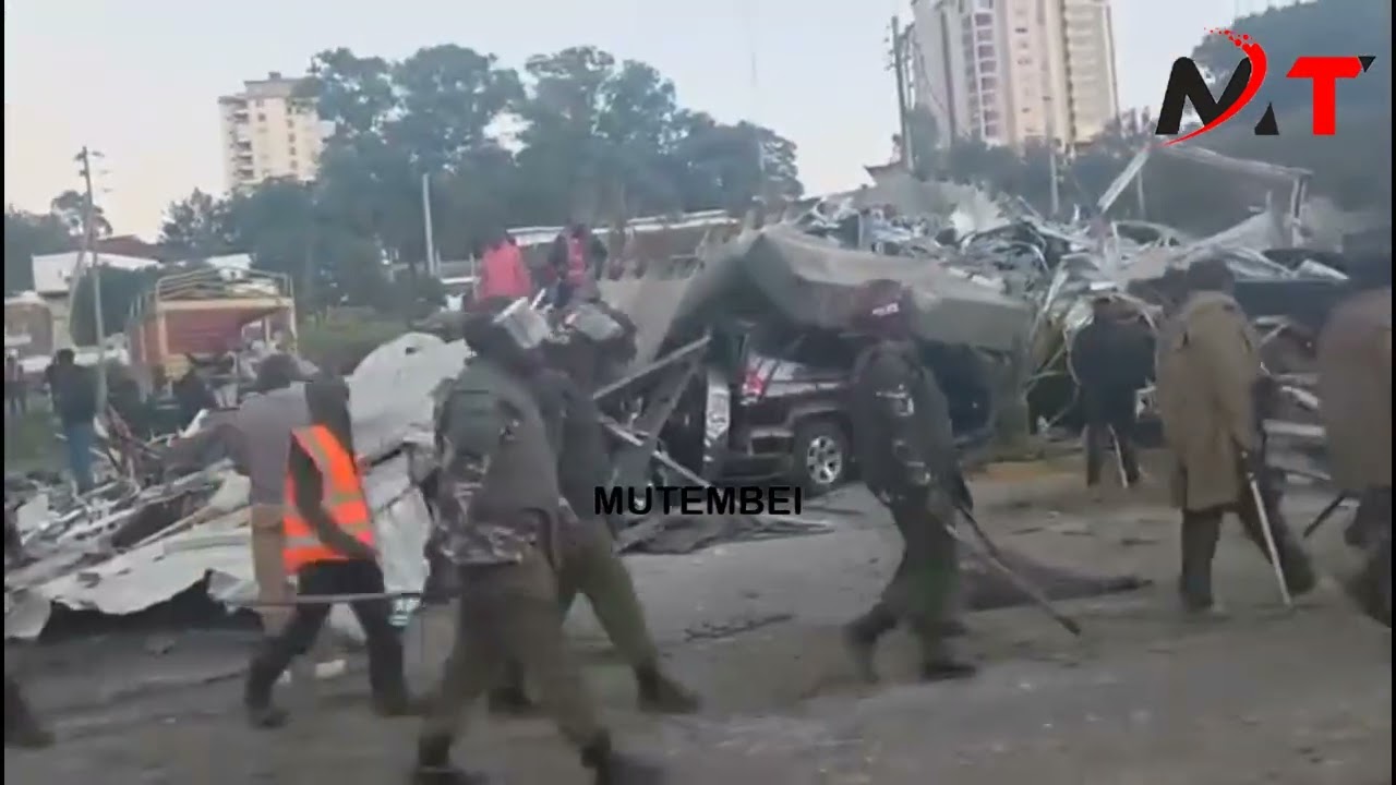 MTALAANIWA! DRAMA AS POLICE DEMOLISH BUSSINESS BUILDINGS LINKED TO KIAMBU GOV ALONG WAKIIHIRU ROAD!