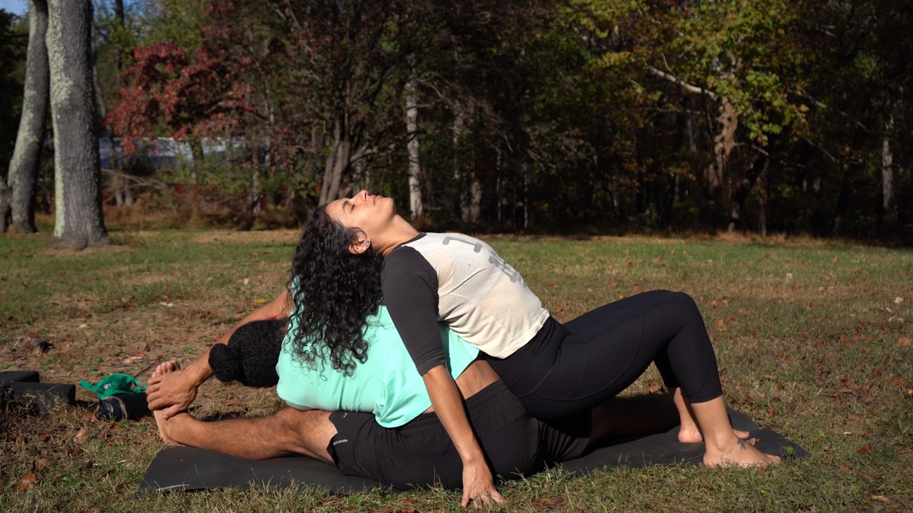 Partner Stretching Session after Long Distance Driving