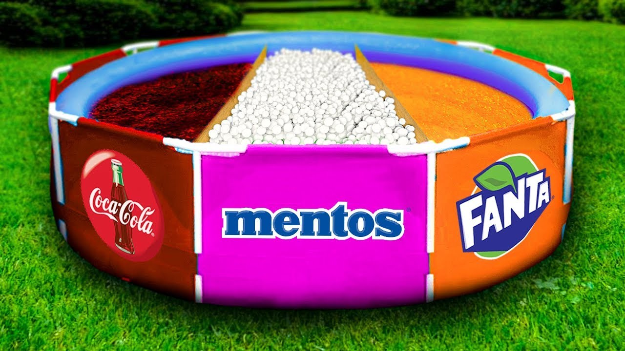 COCA-COLA vs MENTOS vs FANTA dans la piscine! | Expériences sur le canal ViChoc!