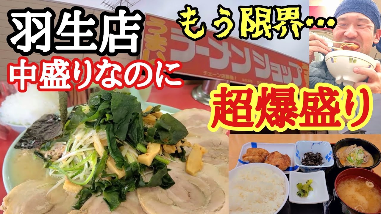 【ラーメンショップ羽生】もう限界…中盛りで舐めてたら超爆盛りだった件。強風、大雨、大渋滞、大荒れ運行/姨捨SAもつ煮山賊ダブルセット【長距離トラック】【Japanese food】