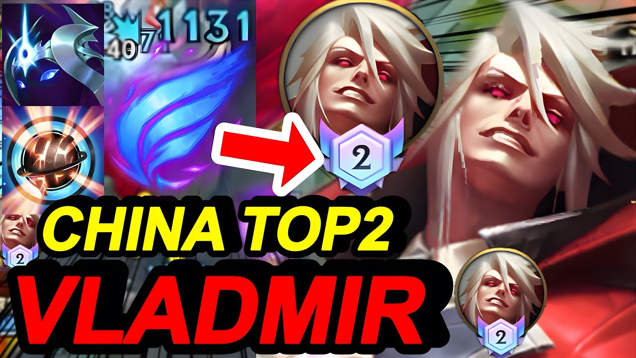 Wild Rift China Top2 Vladmir Mid - 1vs9 Carry Game - Build Rune - Late Game Broken OP Champion