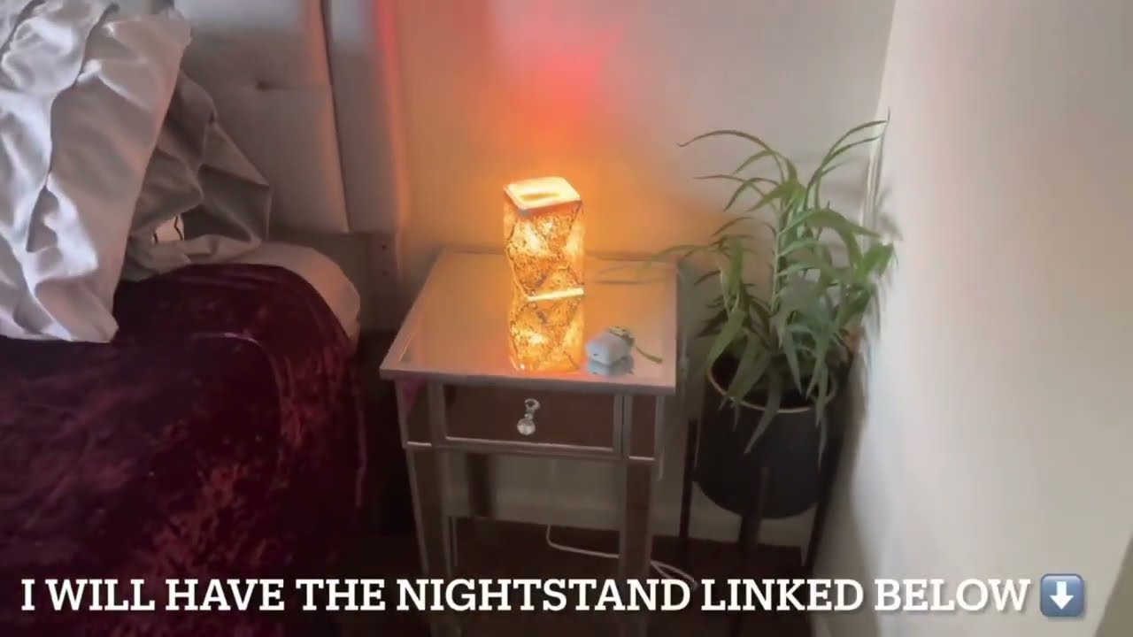 VINGLI  Mirrored Nightstand End Table Silver