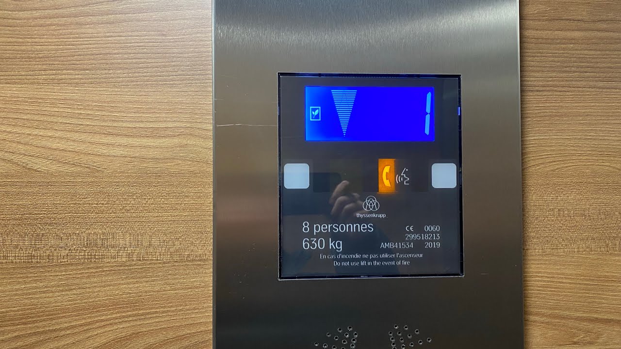 Présentation d’un magnifique Thyssenkrupp synergy MRL entretenu par Orona Eaubonne France