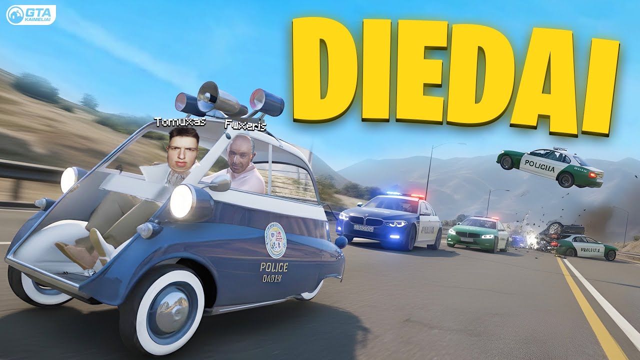 DIEDAI IR MINI POLICIJOS MAŠINĖLĖ?  @Tomuxas⁩  GTA ROLEPLAY LIETUVIŠKAI (GTA Kaimeliai.LT)
