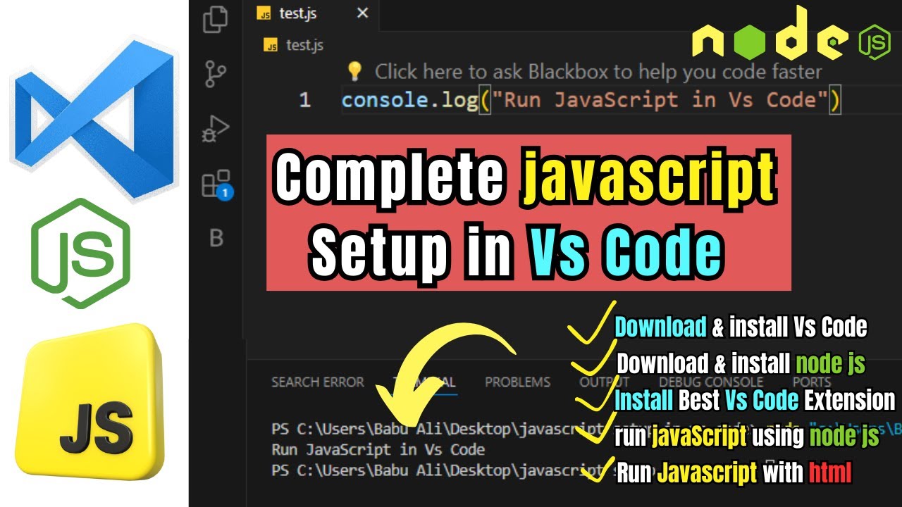 Vs Code Setup For JavaScript | How to run JavaScript using node js in Visual Studio Code In Hindi