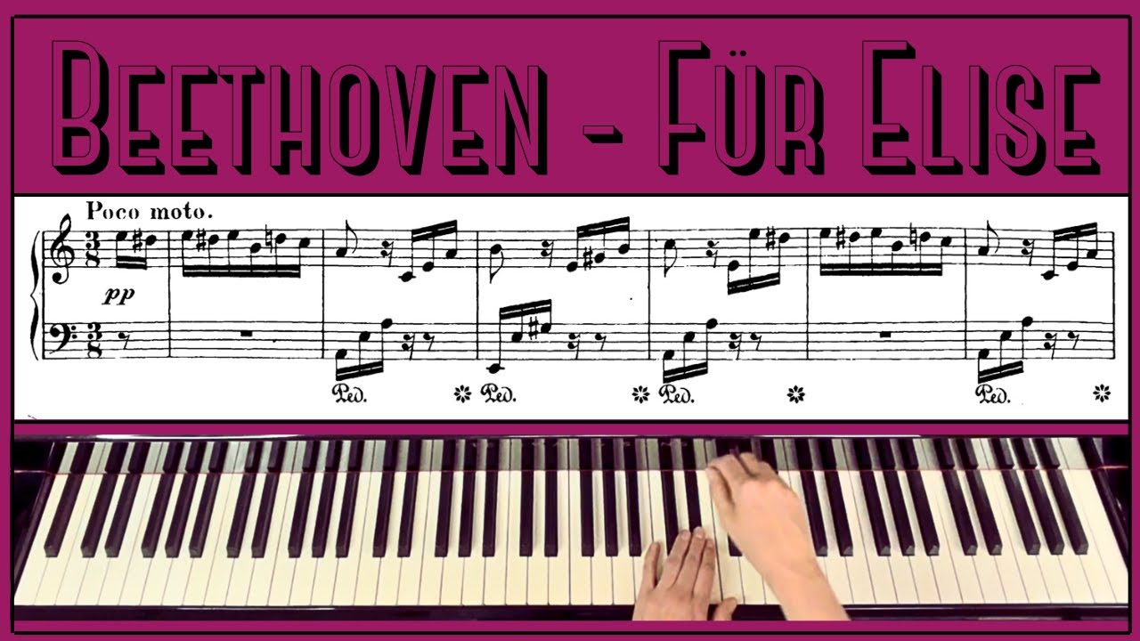 Beethoven 'Für Elise' - sheet with overhead view (Piano Tutorial)