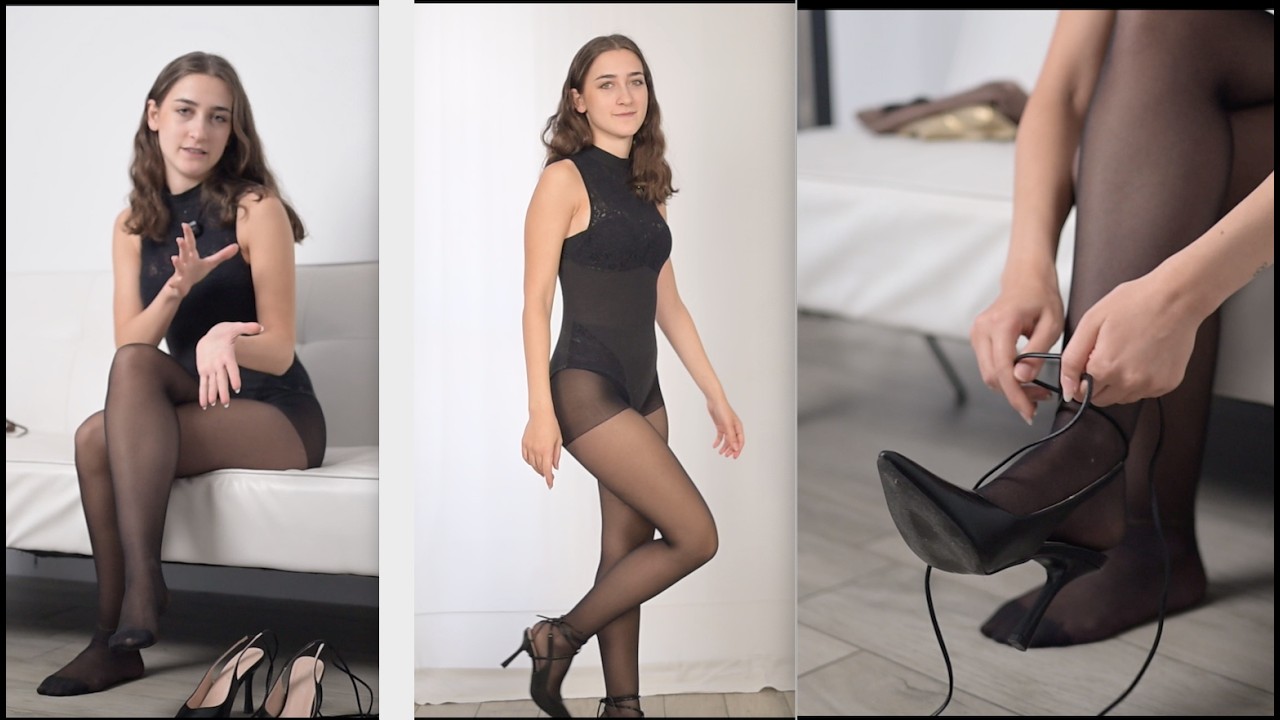 HOSIERY TRY ON MODELING SPOTLIGHT : Lingerie, Bodysuit, Leotard, Tights, Pantyhose (4K)