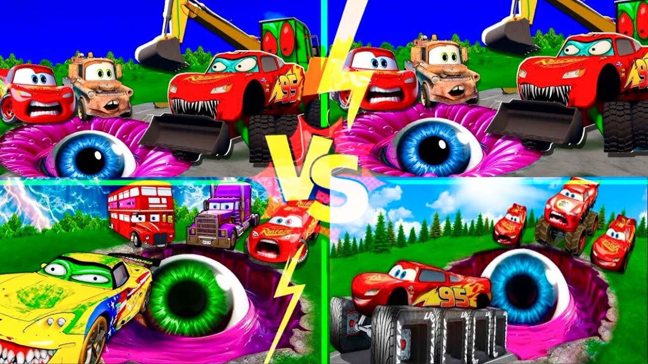🔥 LIGHTNING MCQUEEN vs GIANT EYES 😱 | Tiles Hop Challenge! 🔥