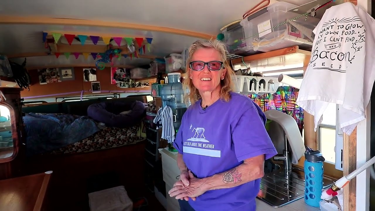Tour of a Solo Woman Living in a Short School Bus