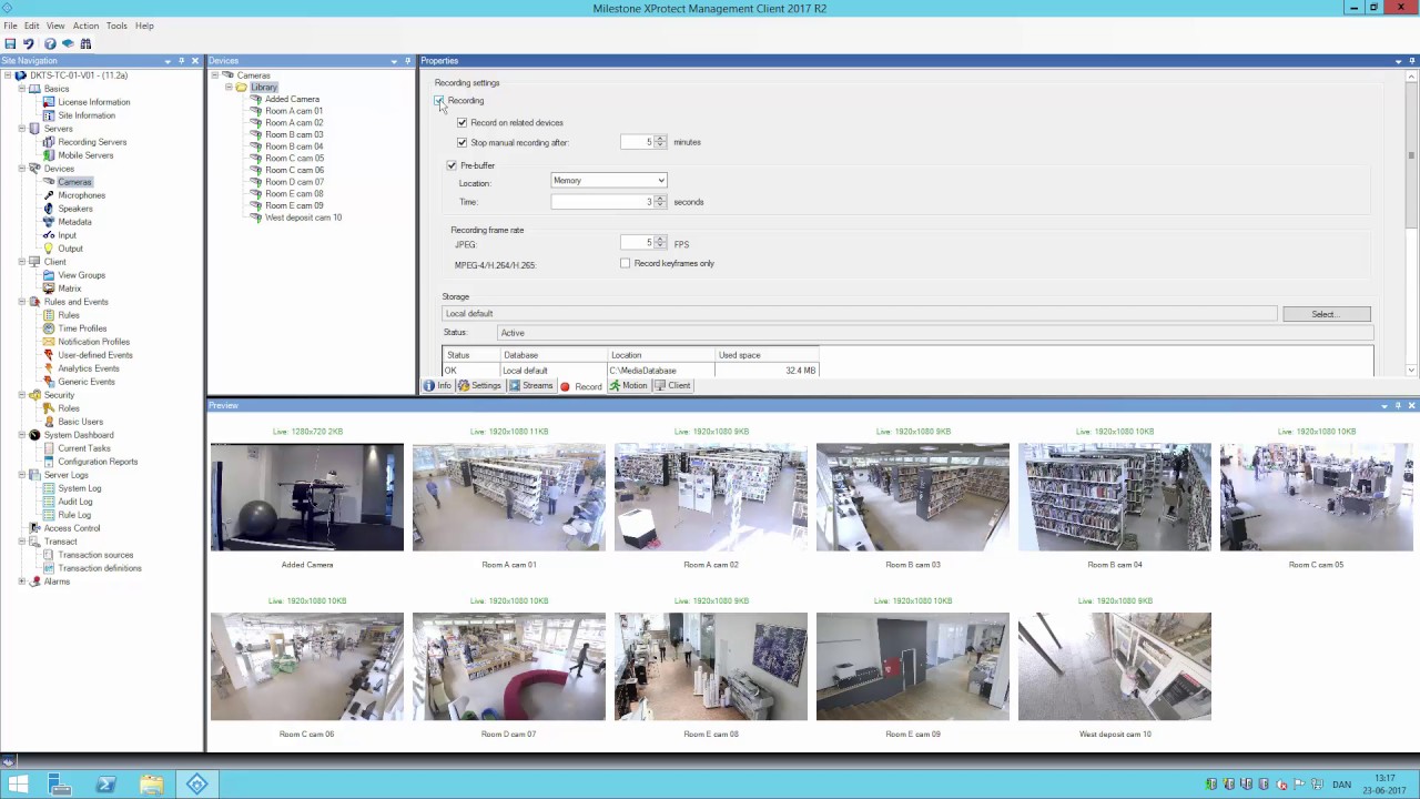 Basic features in the Management Client