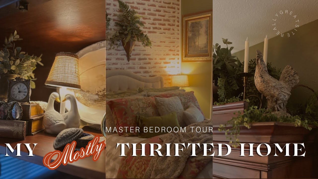MY (mostly) THRIFTED HOME TOUR~ master bedroom ~THRIFTED DECOR #homedecor #thriftedhome #roomtour