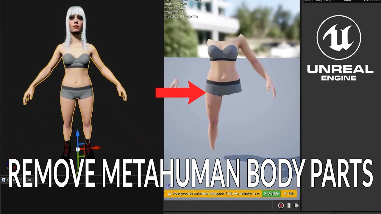 Tutorial: Remove/Hide Metahuman body parts in Unreal Engine using Opacity Mask