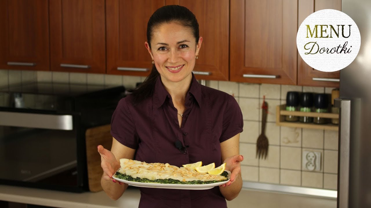 Halibut na szpinaku. Delikatna i pyszna ryba. Przepis na bardzo smaczne i zdrowe danie MENU Dorotki.