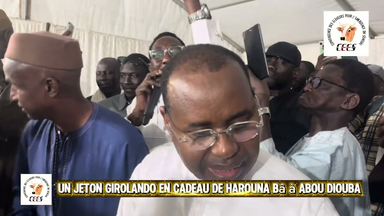 Harouna Bâ honore Abou Diouba avec un jeton de génisse GIROLANDO