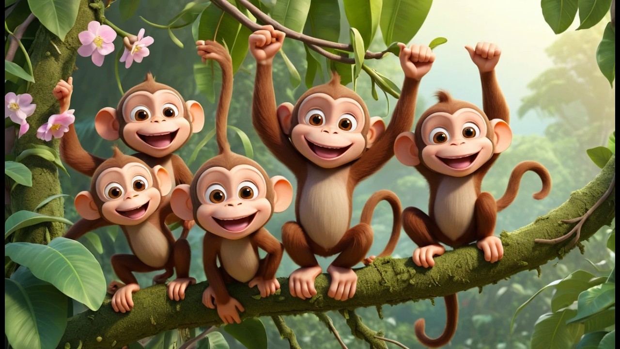 Five Little Monkeys Jump Jump Jump 🐵 | Active Jumping Song & Counting Rhymes