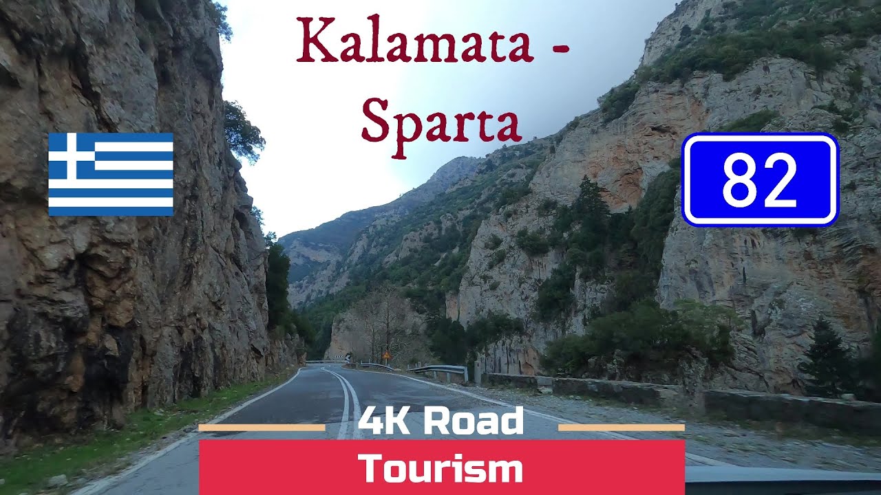 Driving Greece: EO82 Kalamata - Sparta - 4k scenic mountain drive Taygetos Mountain