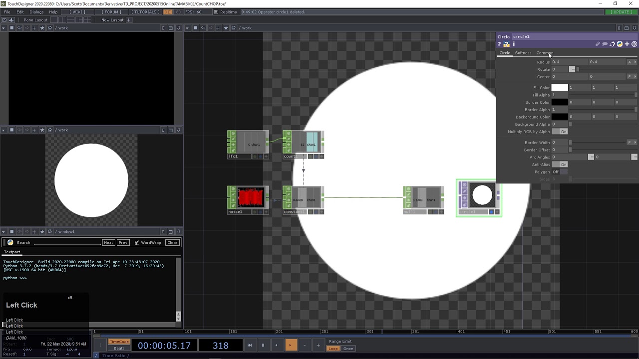 Count CHOP, Lag CHOP in TouchDesigner