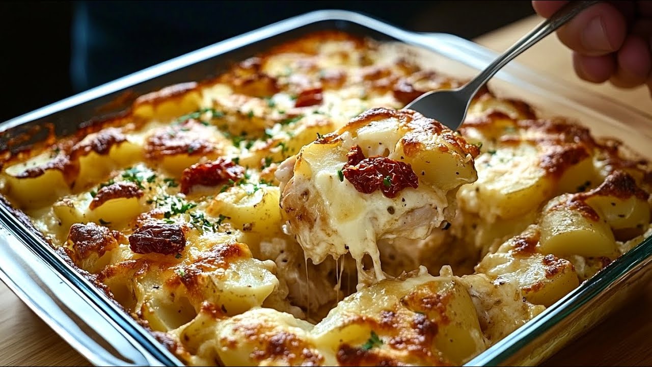 Ein einfacher und leckerer Auflauf mit Kartoffeln und Hühnchen. Ich koche jedes Wochenende!