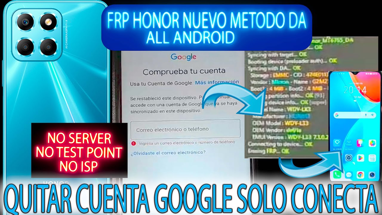 FRP NUEVO METODO HONOR X7a X6a X6b X6 X5 PLUS X5b X5b X8A QUITAR CUENTA GOOGLE  UPDATE UNLOCKTOOL