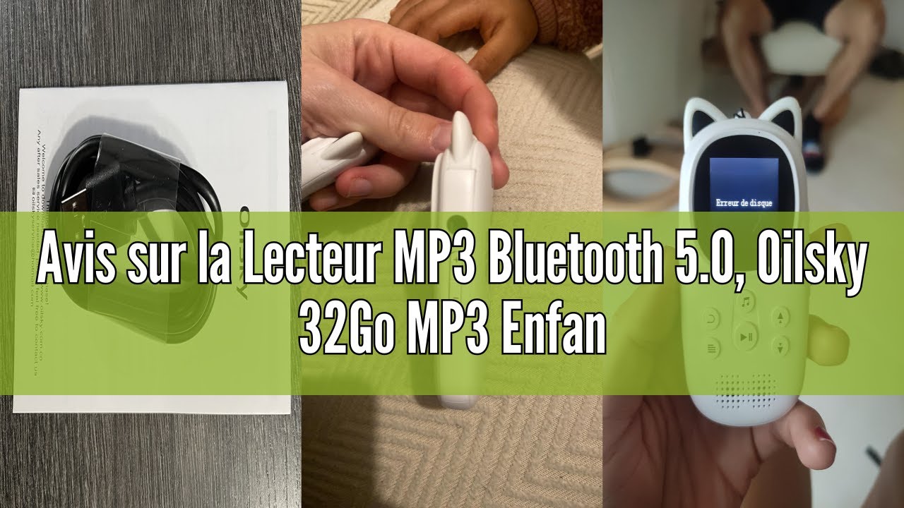 Avis sur la Lecteur MP3 Bluetooth 5.0, Oilsky 32Go MP3 Enfant avec Batterie 750mAh, Qualit&eacute; Sonore H