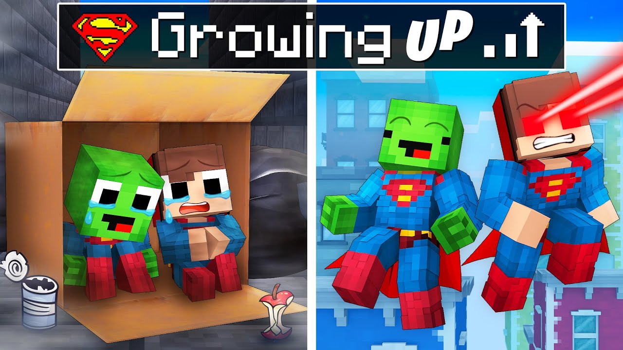 Mikey and JJ Grow up as SUPERMAN in Minecraft! (Maizen)