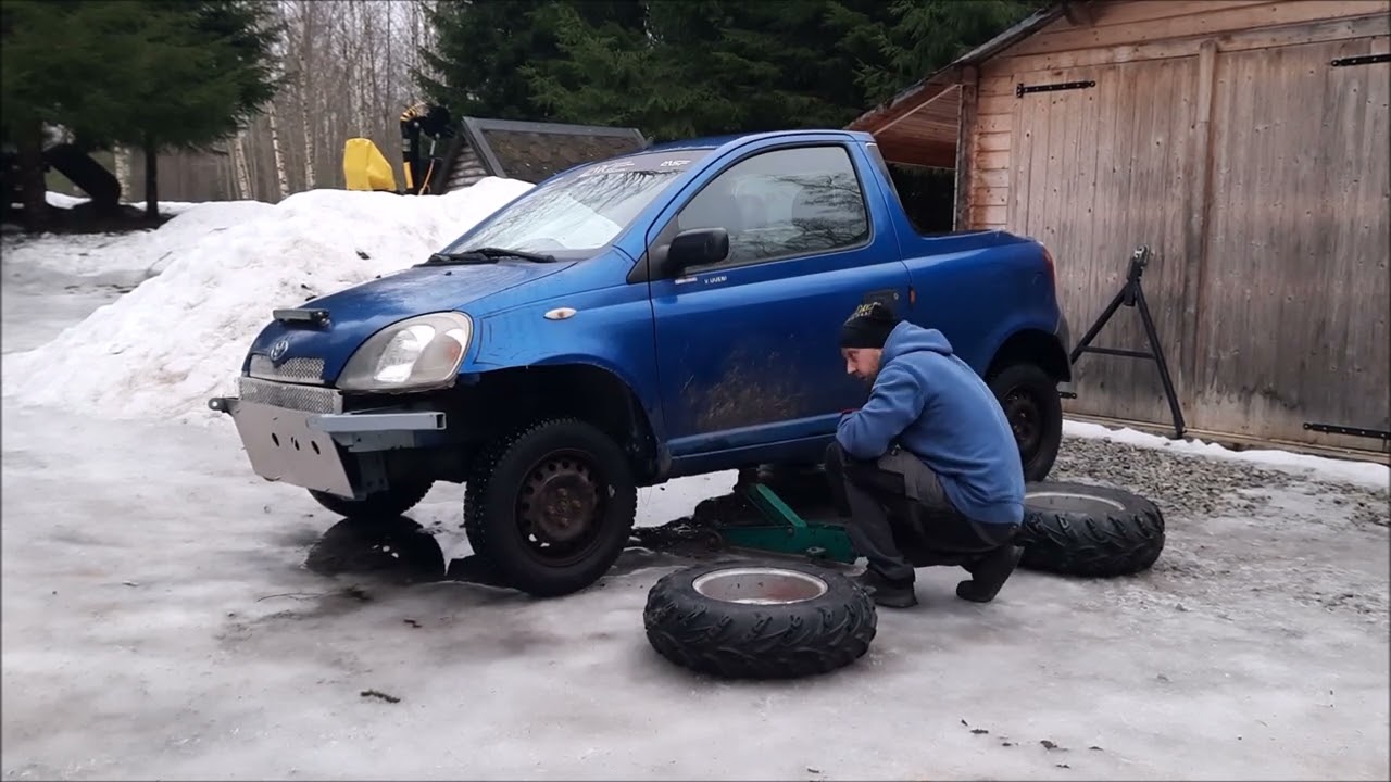 Toyota yaris pickup. Home made UTV. Part 3. Lift kit and ATV tires.