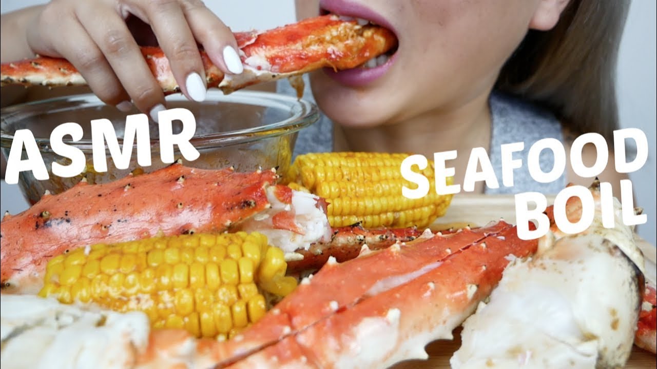 Seafood Boil KING CRAB LEGS | ASMR Relaxing Eating Sounds | N.E Let's Eat