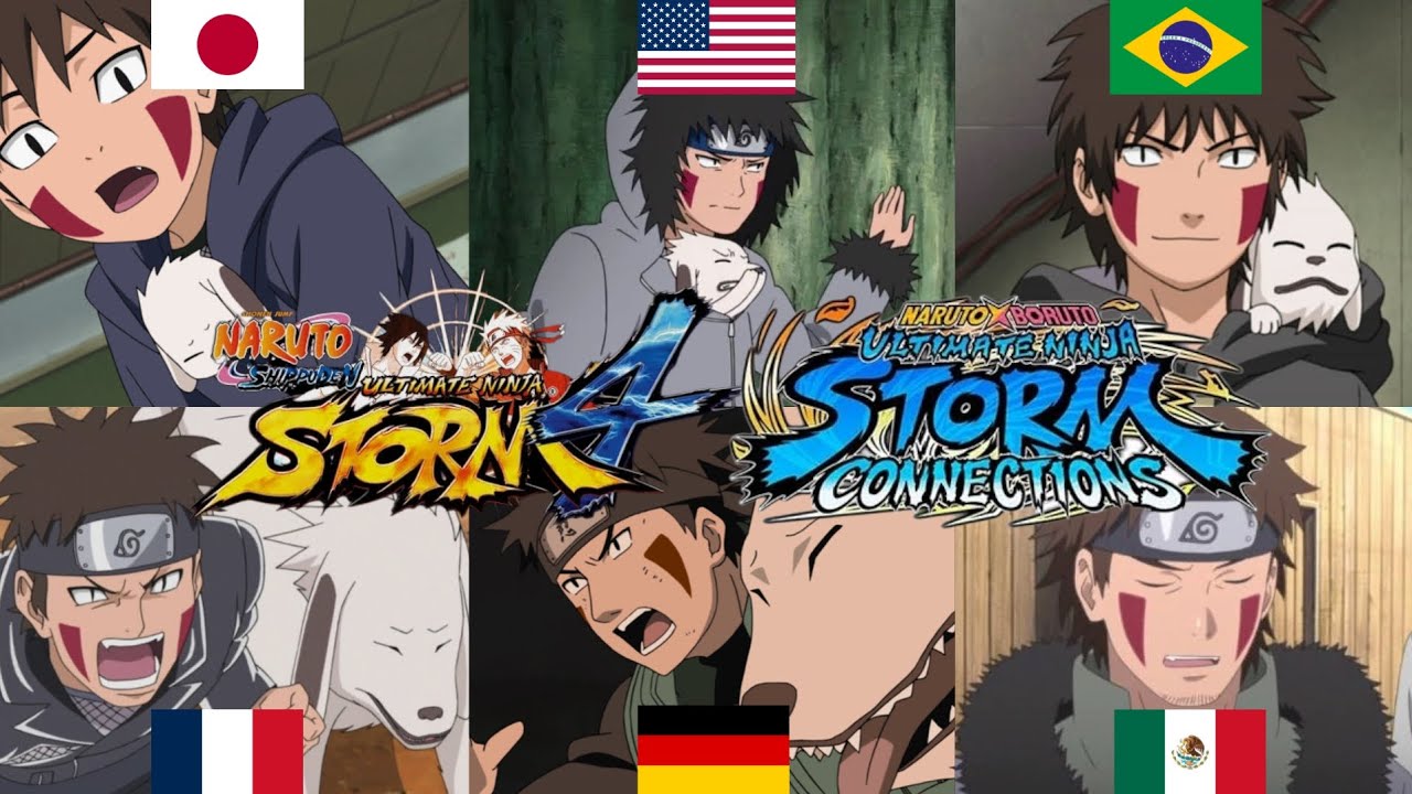 Comparación de doblaje Naruto Storm Connections(Jap,Ing,Bra,Fra,Ale,Lat)+Storm4 (Kiba)