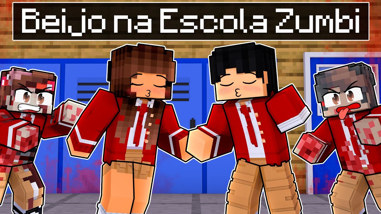 BEIJEI uma MENINA na ESCOLA ZUMBI no Minecraft
