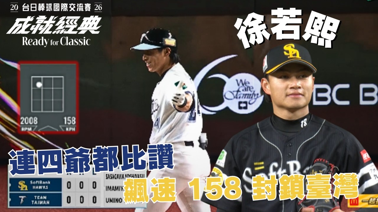 #成就經典 徐若熙飆速 158 公里 ! 主投三局無失分壓制國家隊隊隊友 ｜20260226｜#福岡軟銀鷹 #臺灣 #2026台日棒球國際交流賽