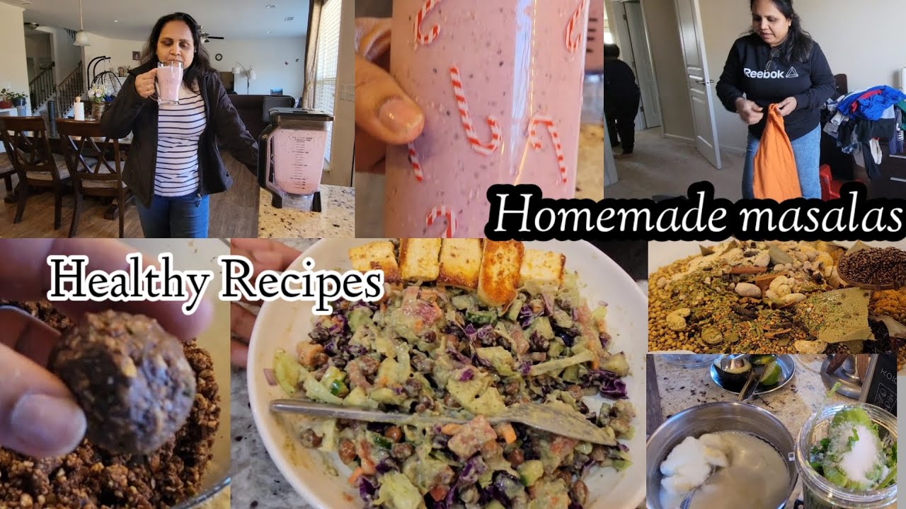 Life of a Homemaker| Fresh homemade masalas| protein square & Cilantro avocado dressing salad