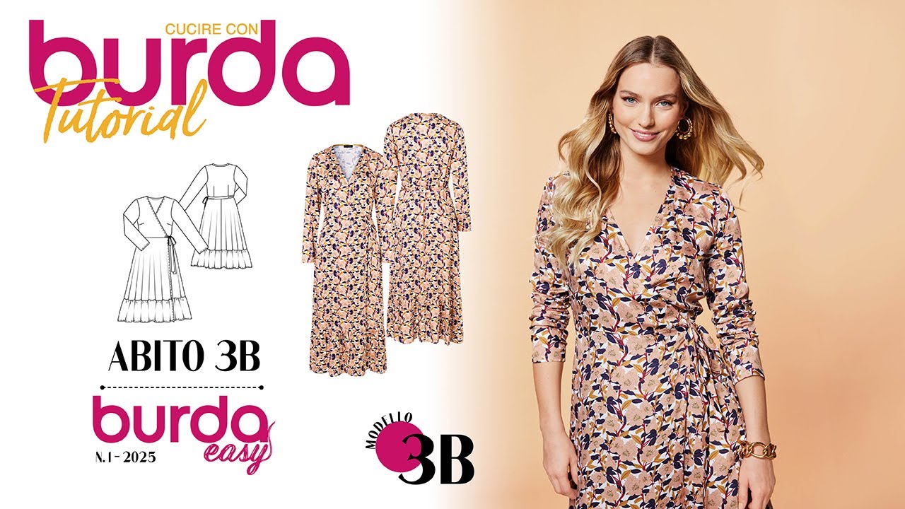 Cucire con Burda: Tutorial abito con volant 3B - Burda Easy 01/2025
