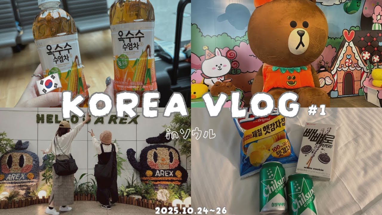 【韓国Vlog #1】韓国女子旅🇰🇷｜念願の眉アート🥹✨｜初の大韓航空✈️｜セントレアで前泊💫｜移動日の1日🚶‍♀️💫｜