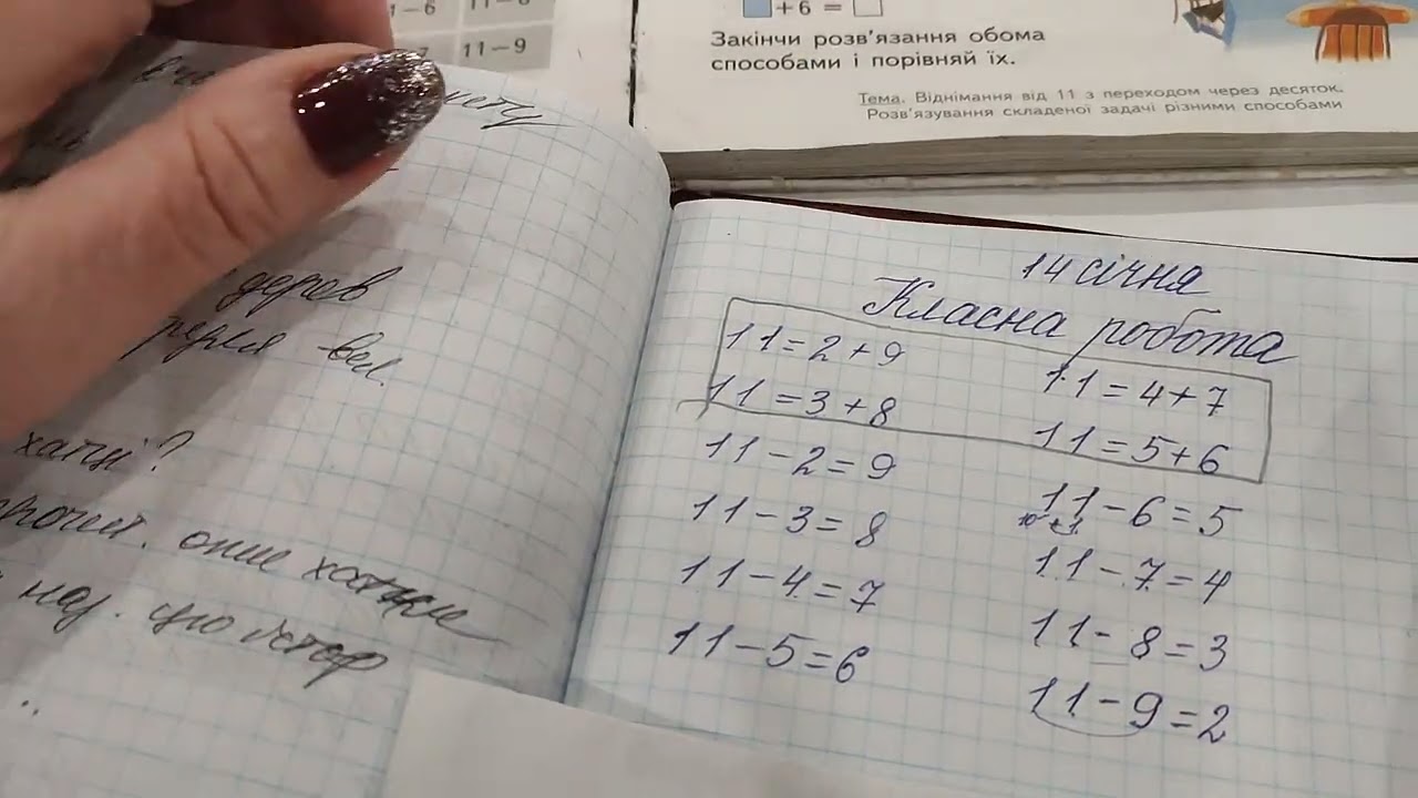 Математика.Віднімання від числа 11. 14.01.26р