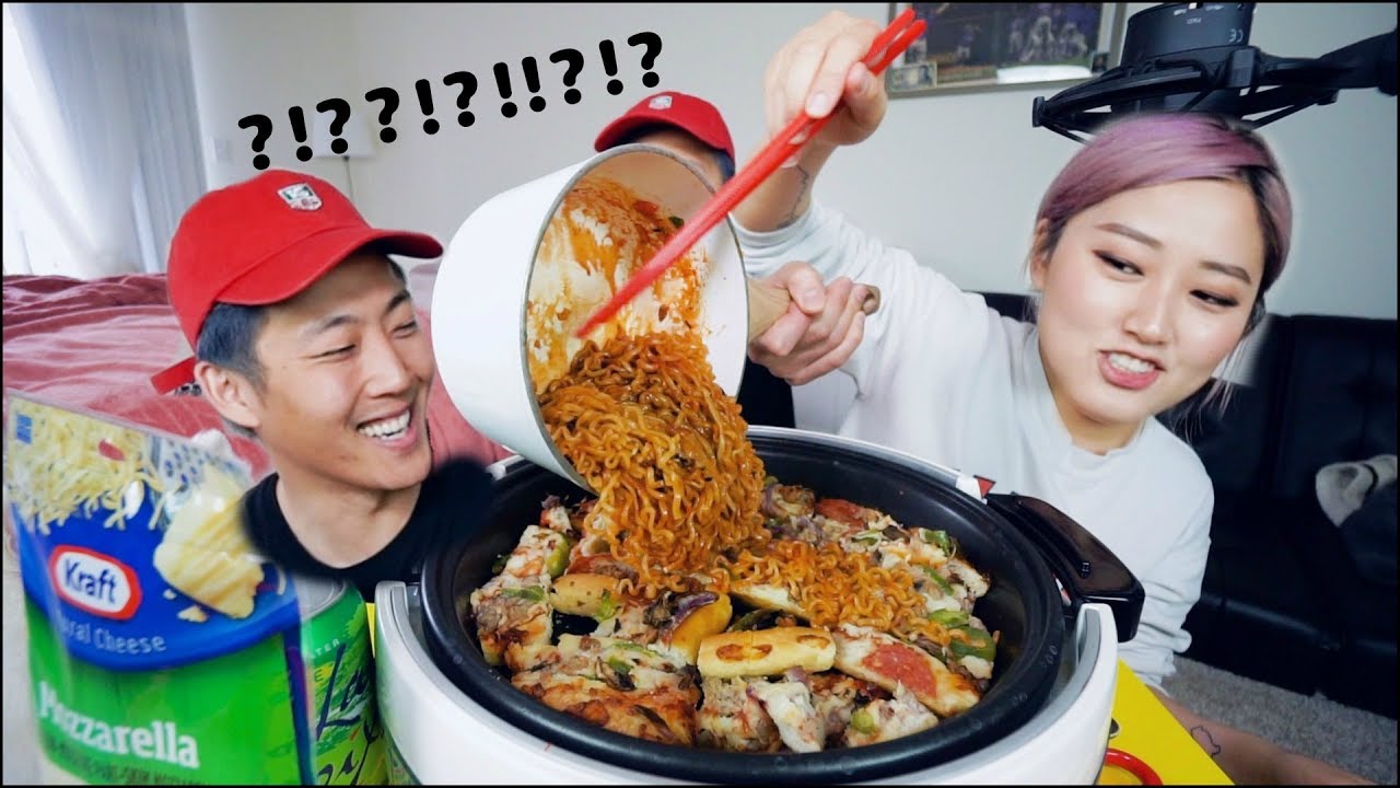 Fire Noodle + Leftover Pizza = ?!?! Mukbang | KEEMI★