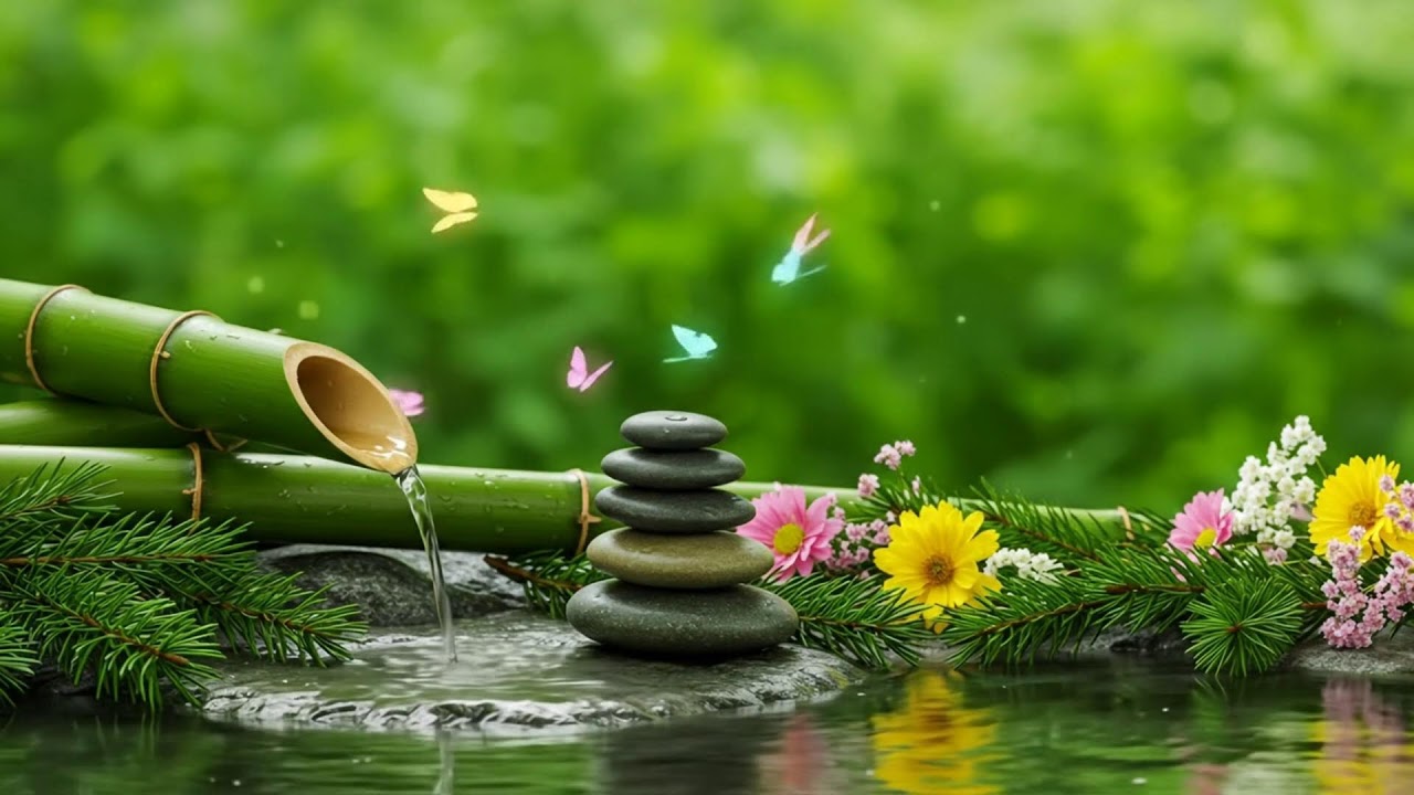 Harmonious Piano and Bamboo Fountain Flow – Soothing Melodies for Calm Meditation