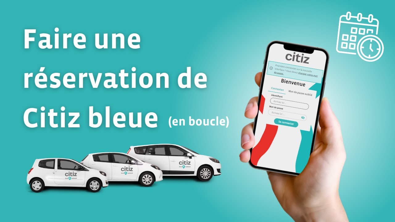 Faire une réservation pour un véhicule Citiz bleu 