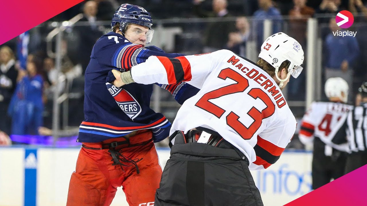 5-on-5 NHL fight! Devils and Rangers drop the gloves from opening puck drop