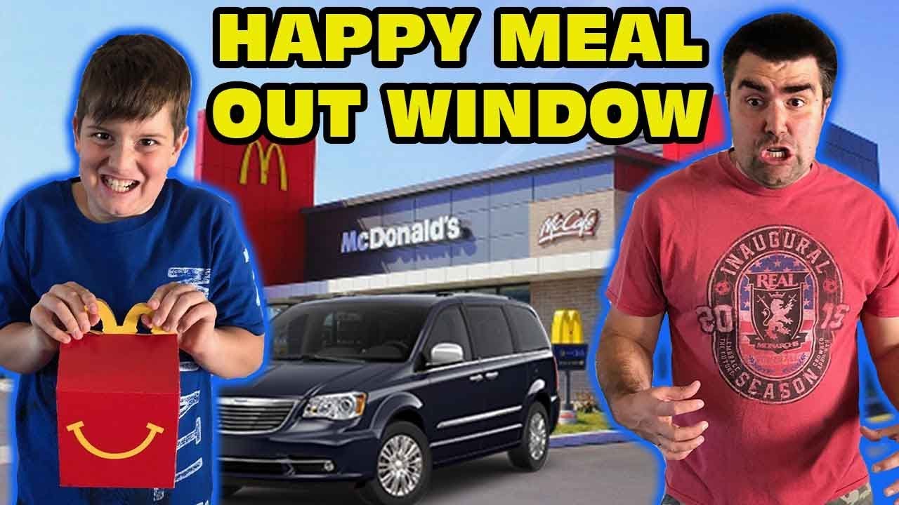 Kid Temper Tantrum Throws Sister's Happy Meal Out Window Almost Hit Other Kids
