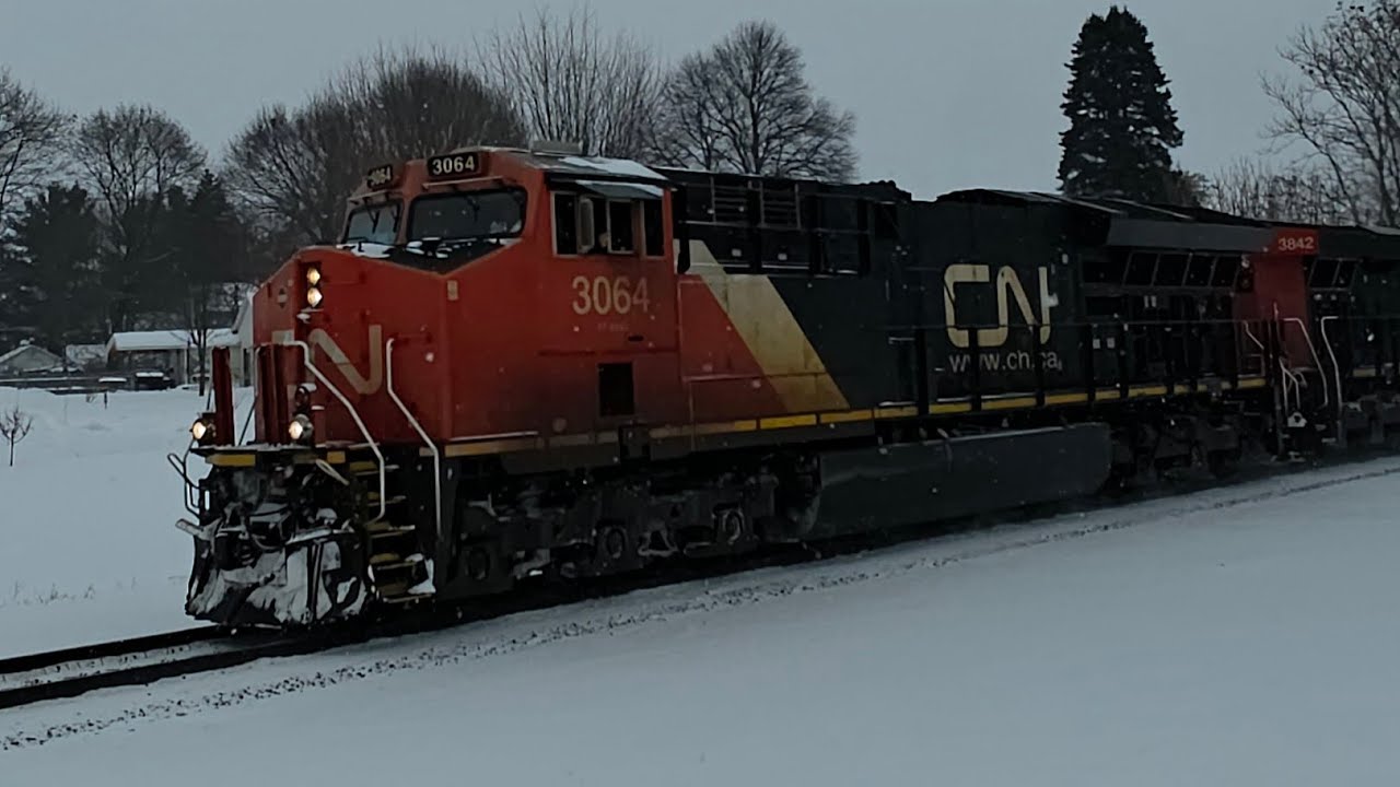 Canadian national westbound A491 3064+3842 Bancroft Michigan January 25 2026