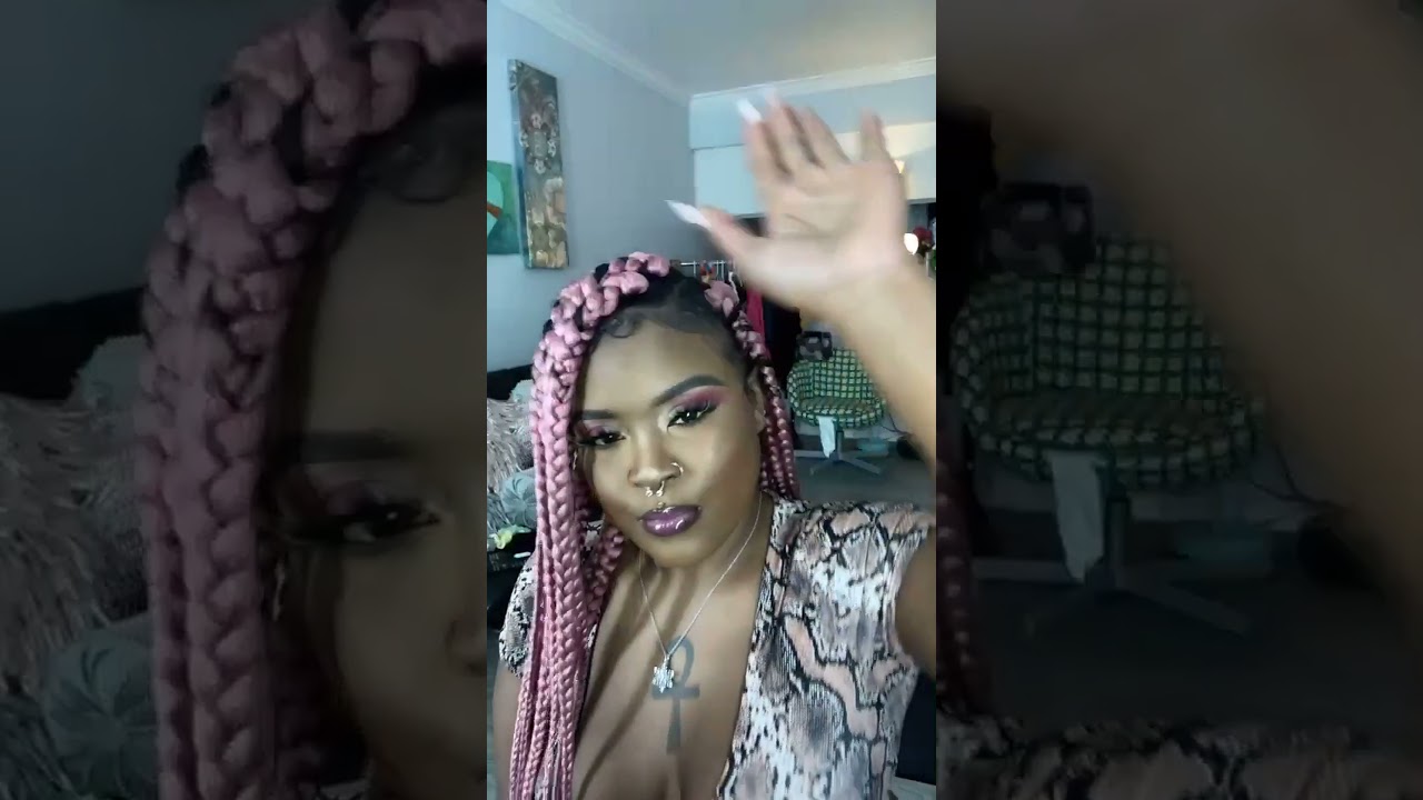 Glamorous transformation with pink box braids 