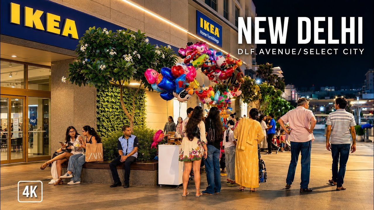 🇮🇳 4K Night Walk in DLF Avenue & Select City Mall- Saket, Delhi