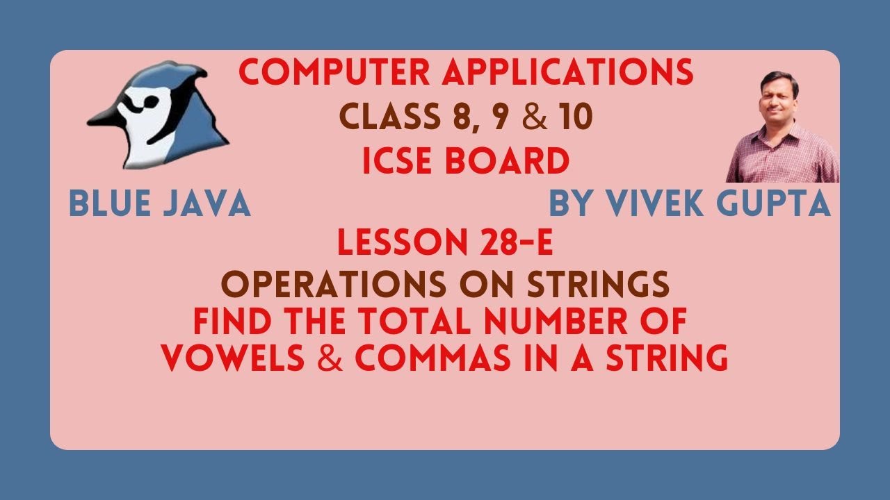 Java program to count the total number of vowels and commas in a string.