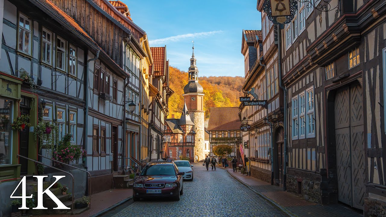 Historic European Town of Stolberg, Harz Mountains, Autumn Hike Along Stunning Timber-Framed Houses